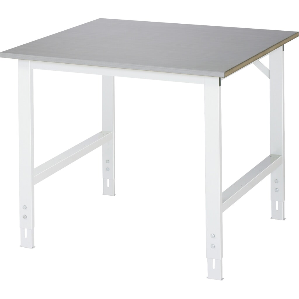 Product afbeelding: RAU in hoogte verstelbare werktafel serie TOM, h x b x d 760-1.080 x 1.000 x 1.000 mm, werkblad met bekleding van roestvrijstalen plaat