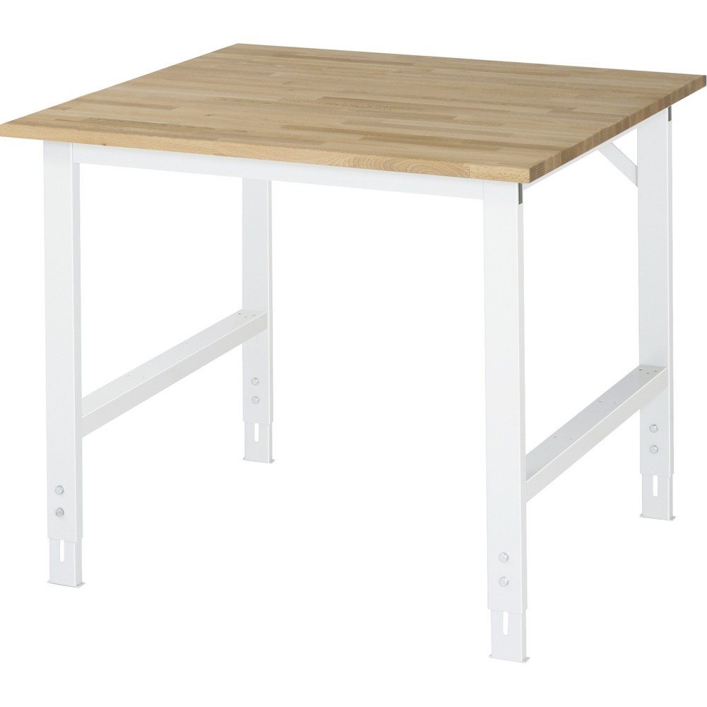 Product afbeelding: RAU in hoogte verstelbare werktafel serie TOM, h x b x d 760-1.080 x 1.000 x 1.000 mm, massief beuken werkblad