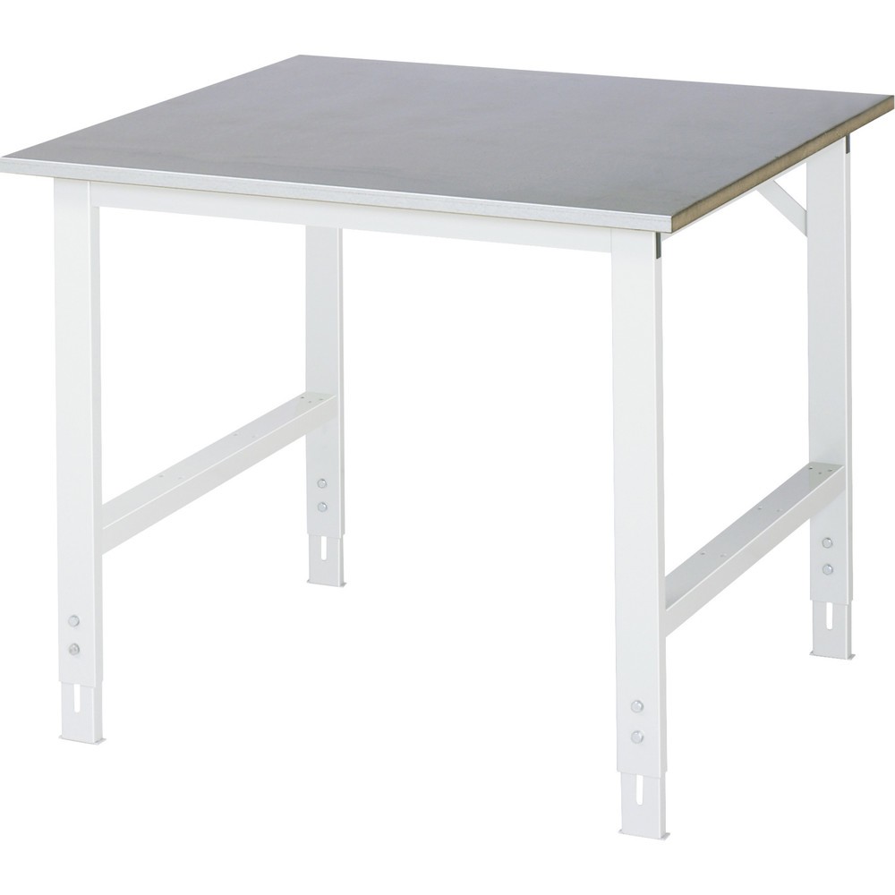 Productafbeelding nr. 1: RAU in hoogte verstelbare werktafel serie TOM, h x b x d 760-1.080 x 1.000 x 1.000 mm, werkblad met bekleding van roestvrijstalen plaat