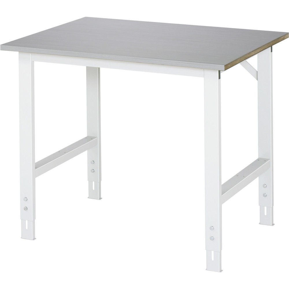 Product afbeelding: RAU in hoogte verstelbare werktafel serie TOM, h x b x d 760-1.080 x 1.000 x 800 mm, werkblad met bekleding van roestvrijstalen plaat
