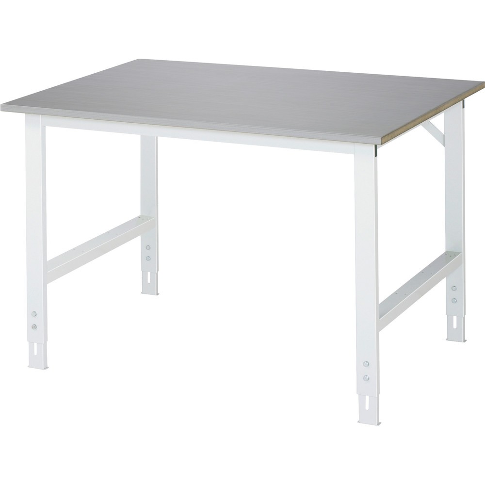 Product afbeelding: RAU in hoogte verstelbare werktafel serie TOM, h x b x d 760-1.080 x 1.250 x 1.000 mm, werkblad met bekleding van roestvrijstalen plaat