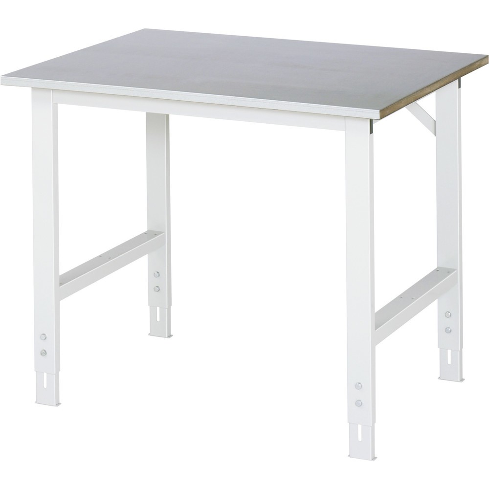 Product afbeelding: RAU in hoogte verstelbare werktafel serie TOM, h x b x d 760-1.080 x 1.000 x 800 mm, werkblad met bekleding van roestvrijstalen plaat
