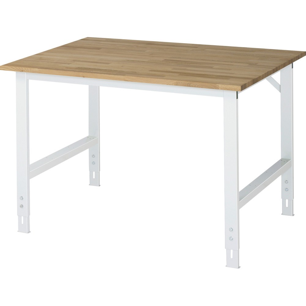 Product afbeelding: RAU in hoogte verstelbare werktafel serie TOM, h x b x d 760-1.080 x 1.250 x 1.000 mm, massief beuken werkblad