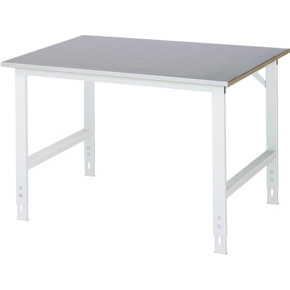 Product afbeelding: RAU in hoogte verstelbare werktafel serie TOM, h x b x d 760-1.080 x 1.250 x 1.000 mm, werkblad met bekleding van roestvrijstalen plaat