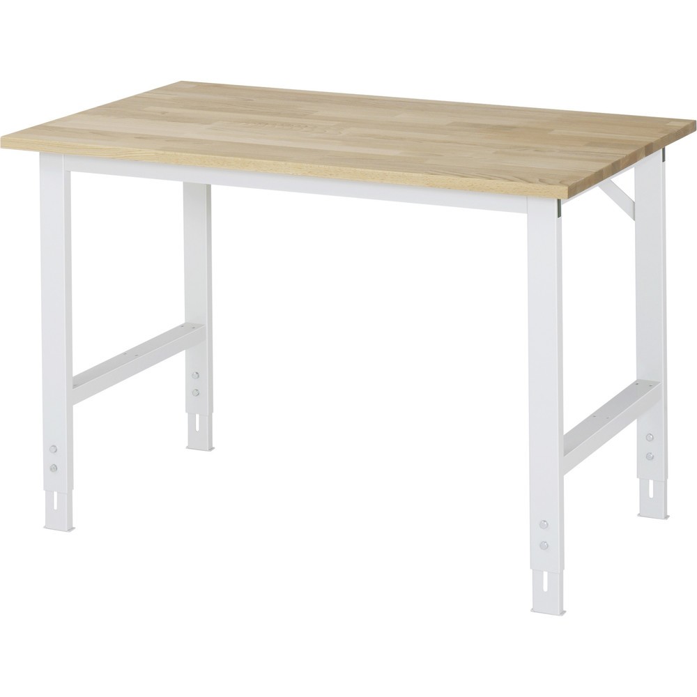 Product afbeelding: RAU in hoogte verstelbare werktafel serie TOM, h x b x d 760-1.080 x 1.250 x 800 mm, massief beuken werkblad