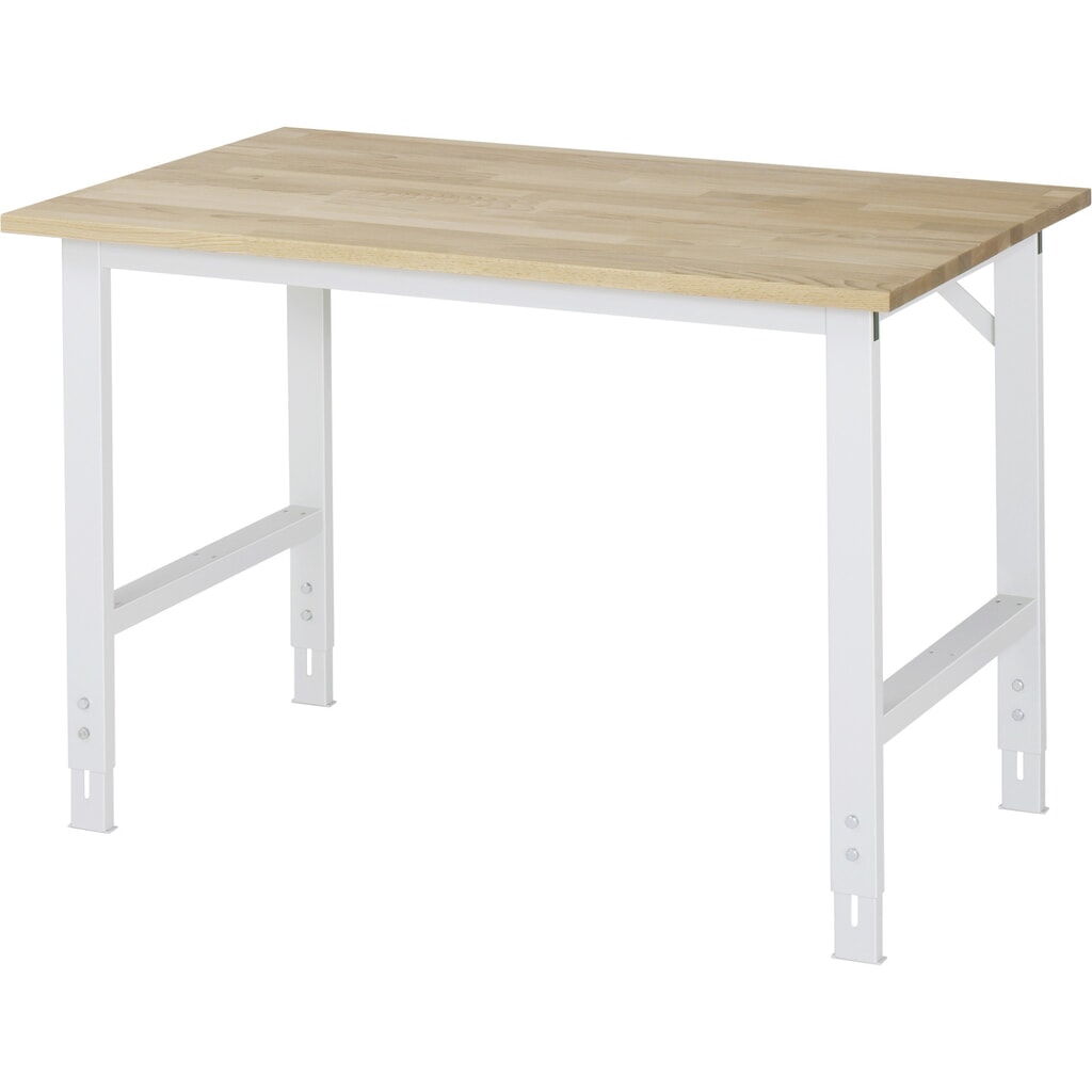Product afbeelding: RAU in hoogte verstelbare werktafel serie TOM, h x b x d 760-1.080 x 1.250 x 800 mm, massief beuken werkblad