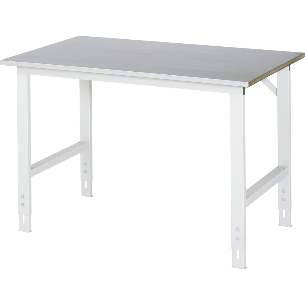 Product afbeelding: RAU in hoogte verstelbare werktafel serie TOM, h x b x d 760-1.080 x 1.250 x 800 mm, werkblad met bekleding van roestvrijstalen plaat