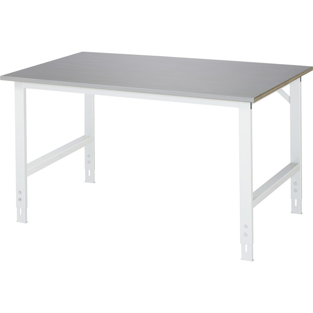 Product afbeelding: RAU in hoogte verstelbare werktafel serie TOM, h x b x d 760-1.080 x 1.500 x 1.000 mm, werkblad met bekleding van roestvrijstalen plaat