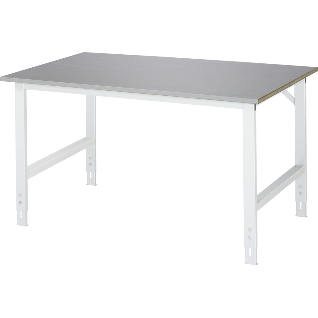 Product afbeelding: RAU in hoogte verstelbare werktafel serie TOM, h x b x d 760-1.080 x 1.500 x 1.000 mm, werkblad met bekleding van roestvrijstalen plaat