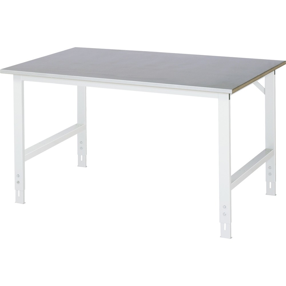 Product afbeelding: RAU in hoogte verstelbare werktafel serie TOM, h x b x d 760-1.080 x 1.500 x 1.000 mm, werkblad met bekleding van roestvrijstalen plaat