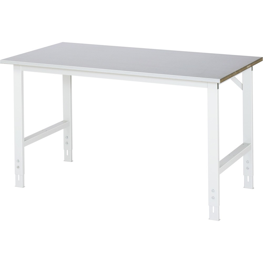 Product afbeelding: RAU in hoogte verstelbare werktafel serie TOM, h x b x d 760-1.080 x 1.500 x 800 mm, werkblad met bekleding van roestvrijstalen plaat
