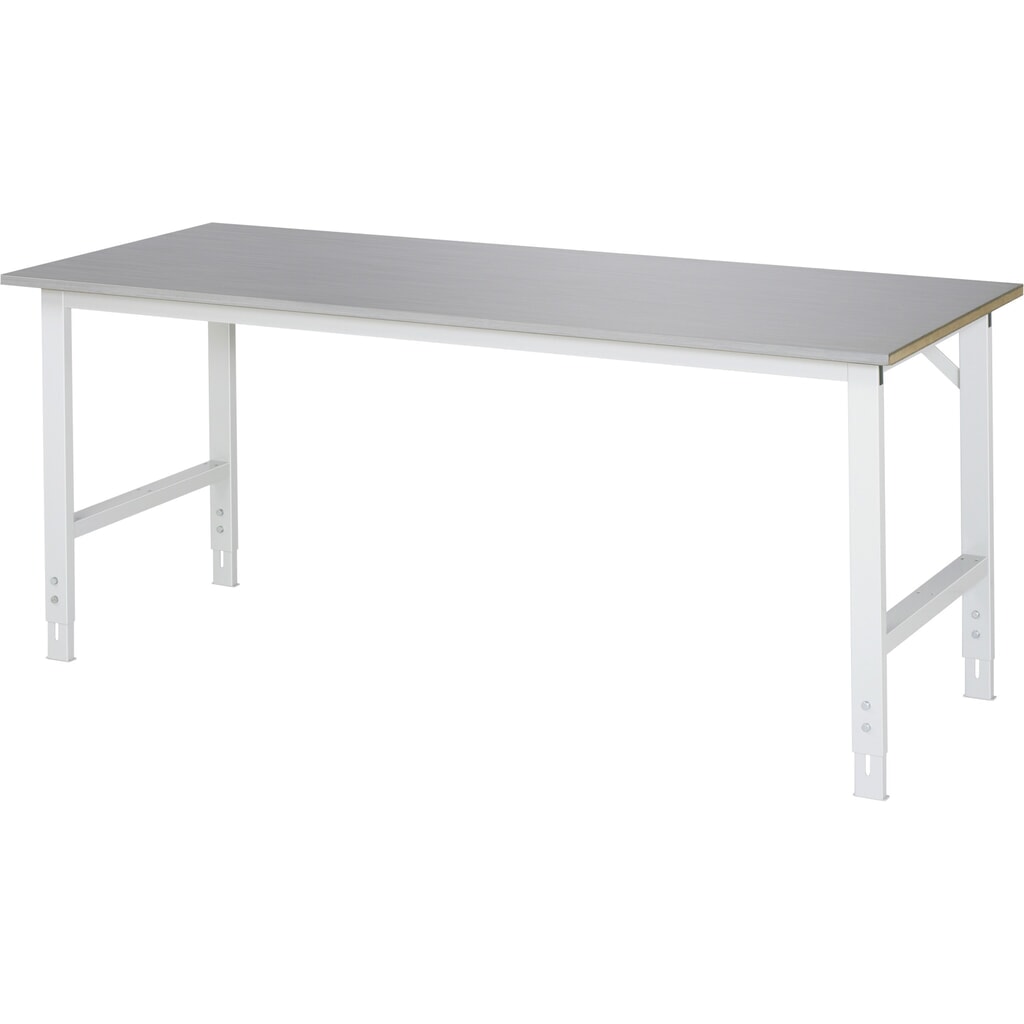 RAU in hoogte verstelbare werktafel serie TOM, h x b x d 760-1.080 x 2.000 x 800 mm, werkblad met bekleding van roestvrijstalen plaat Product afbeelding: RAU in hoogte verstelbare werktafel serie TOM, h x b x d 760-1.080 x 2.000 x 800 mm, werkblad met bekleding van roestvrijstalen plaat