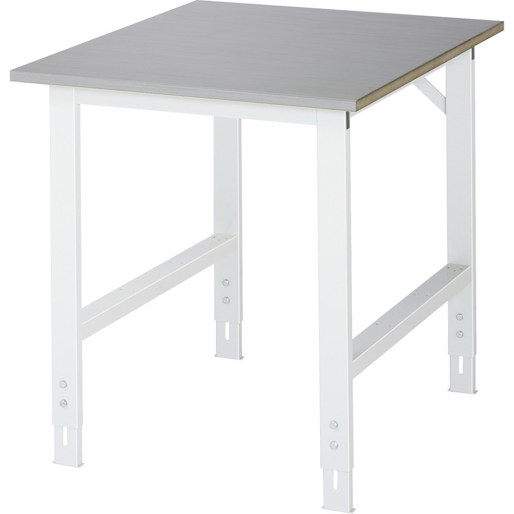 Product afbeelding: RAU in hoogte verstelbare werktafel serie TOM, h x b x d 760-1.080 x 750 x 1.000 mm, werkblad met bekleding van roestvrijstalen plaat