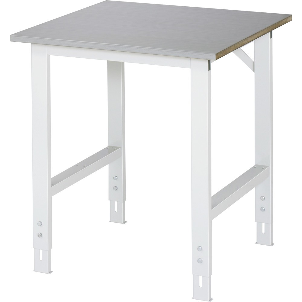 Product afbeelding: RAU in hoogte verstelbare werktafel serie TOM, h x b x d 760-1.080 x 750 x 800 mm, werkblad met bekleding van roestvrijstalen plaat