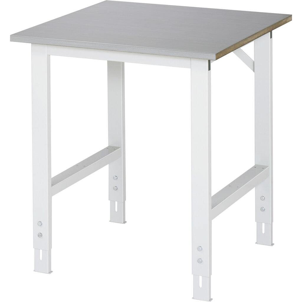 Product afbeelding: RAU in hoogte verstelbare werktafel serie TOM, h x b x d 760-1.080 x 750 x 800 mm, werkblad met bekleding van roestvrijstalen plaat