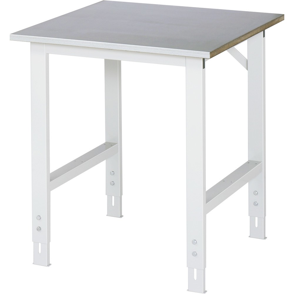 Product afbeelding: RAU in hoogte verstelbare werktafel serie TOM, h x b x d 760-1.080 x 750 x 800 mm, werkblad met bekleding van roestvrijstalen plaat