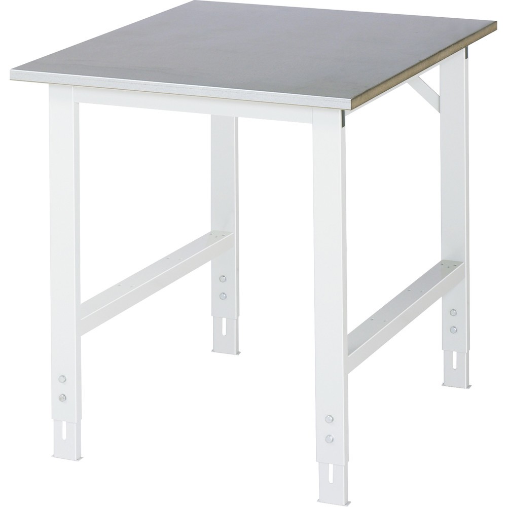 Product afbeelding: RAU in hoogte verstelbare werktafel serie TOM, h x b x d 760-1.080 x 750 x 1.000 mm, werkblad met bekleding van roestvrijstalen plaat