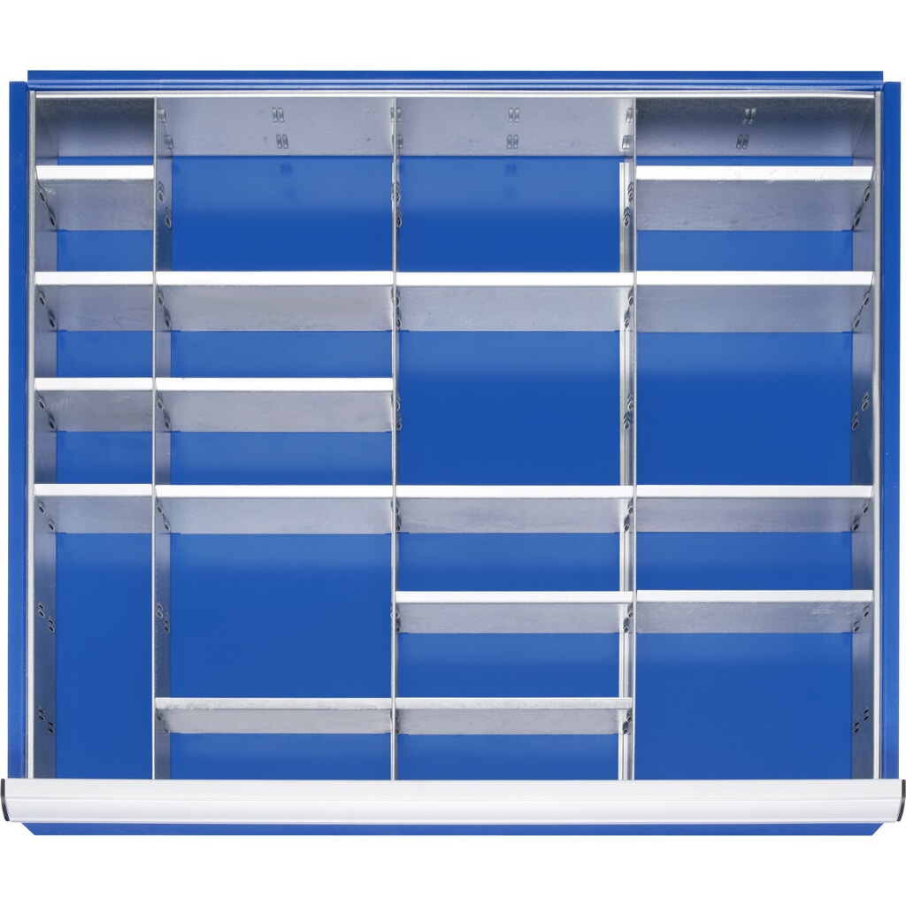 RAU indelingsset voor lade, h x b x d 150 x 680 x 560 mm, met 4-delige ladeverdelerset en 3 scheidingswanden, maat XL voor fronthoogte 180-360 mm Product afbeelding: RAU indelingsset voor lade, h x b x d 150 x 680 x 560 mm, met 4-delige ladeverdelerset en 3 scheidingswanden, maat XL voor fronthoogte 180-360 mm