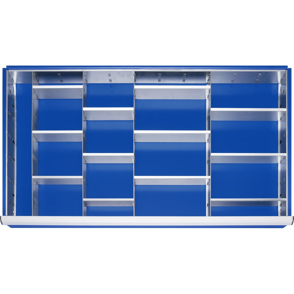 RAU indelingsset voor lade, h x b x d 90 x 1.055 x 560 mm, met 4-delige ladeverdelerset en 4 scheidingswanden, maat XXL voor fronthoogte 120-150 mm Product afbeelding: RAU indelingsset voor lade, h x b x d 90 x 1.055 x 560 mm, met 4-delige ladeverdelerset en 4 scheidingswanden, maat XXL voor fronthoogte 120-150 mm