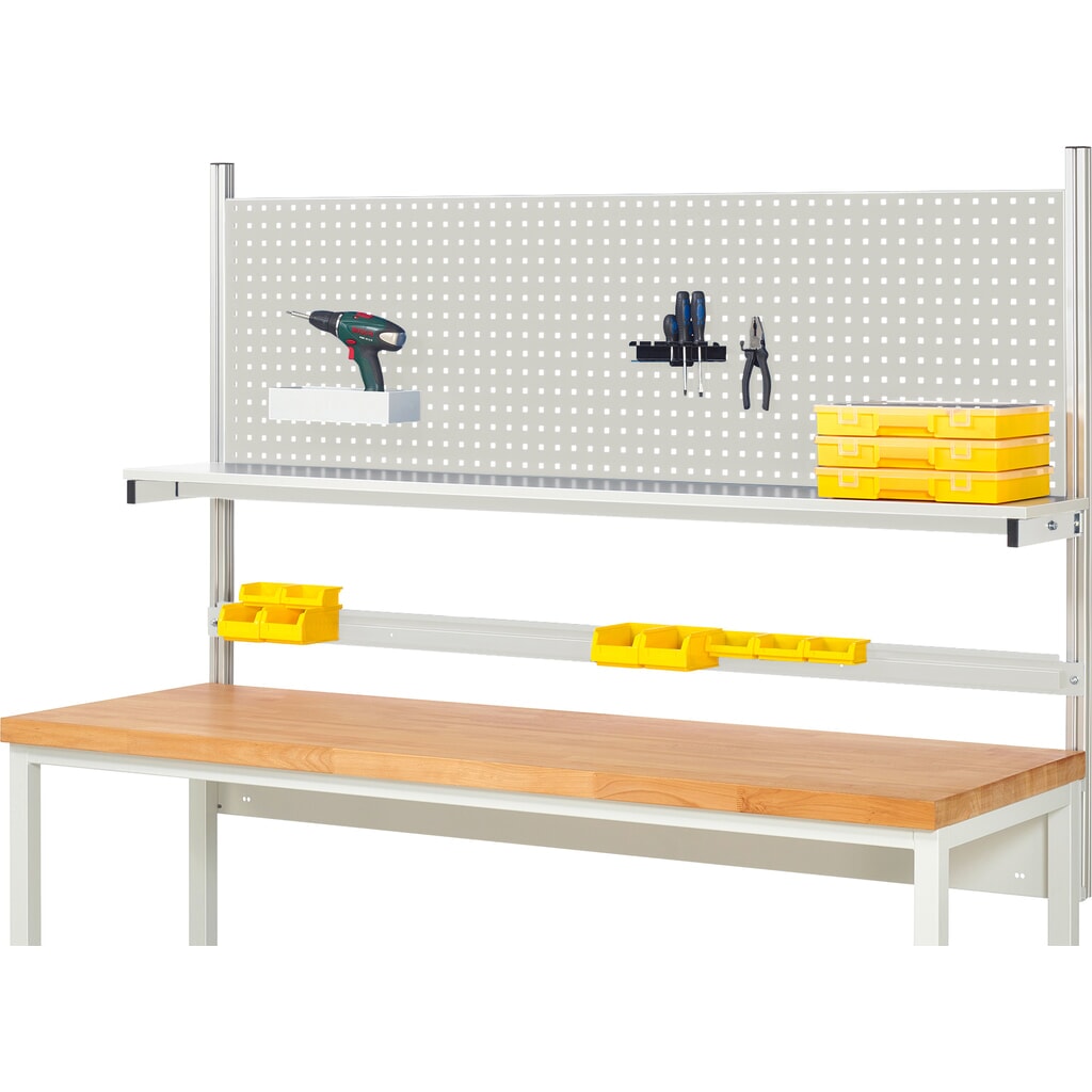 Werkbankopbouw RAU, hxbxd 1.130 x 2.000 x 350 mm, met 1 legbord / plaat met melamineharscoating en 1 draagrail, complete set 01 voor productbreedte 2.000 mm Product afbeelding: Werkbankopbouw RAU, hxbxd 1.130 x 2.000 x 350 mm, met 1 legbord / plaat met melamineharscoating en 1 draagrail, complete set 01 voor productbreedte 2.000 mm