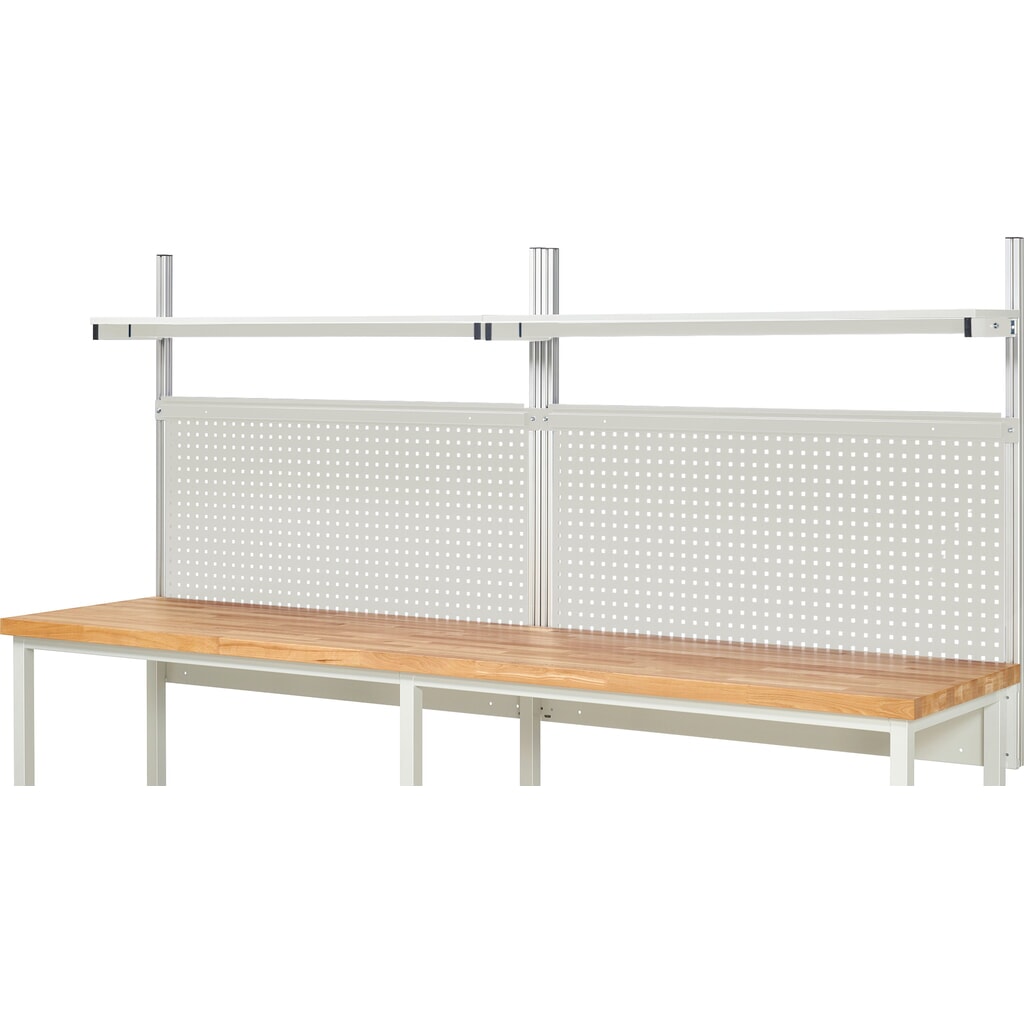 Werkbankopbouw RAU, hxbxd 1.130 x 3.000 x 350 mm, met 2 legborden / plaat met melamineharscoating en 2 draagrails, complete set 01 voor productbreedte 3.000 mm Productafbeelding nr. 2: Werkbankopbouw RAU, hxbxd 1.130 x 3.000 x 350 mm, met 2 legborden / plaat met melamineharscoating en 2 draagrails, complete set 01 voor productbreedte 3.000 mm