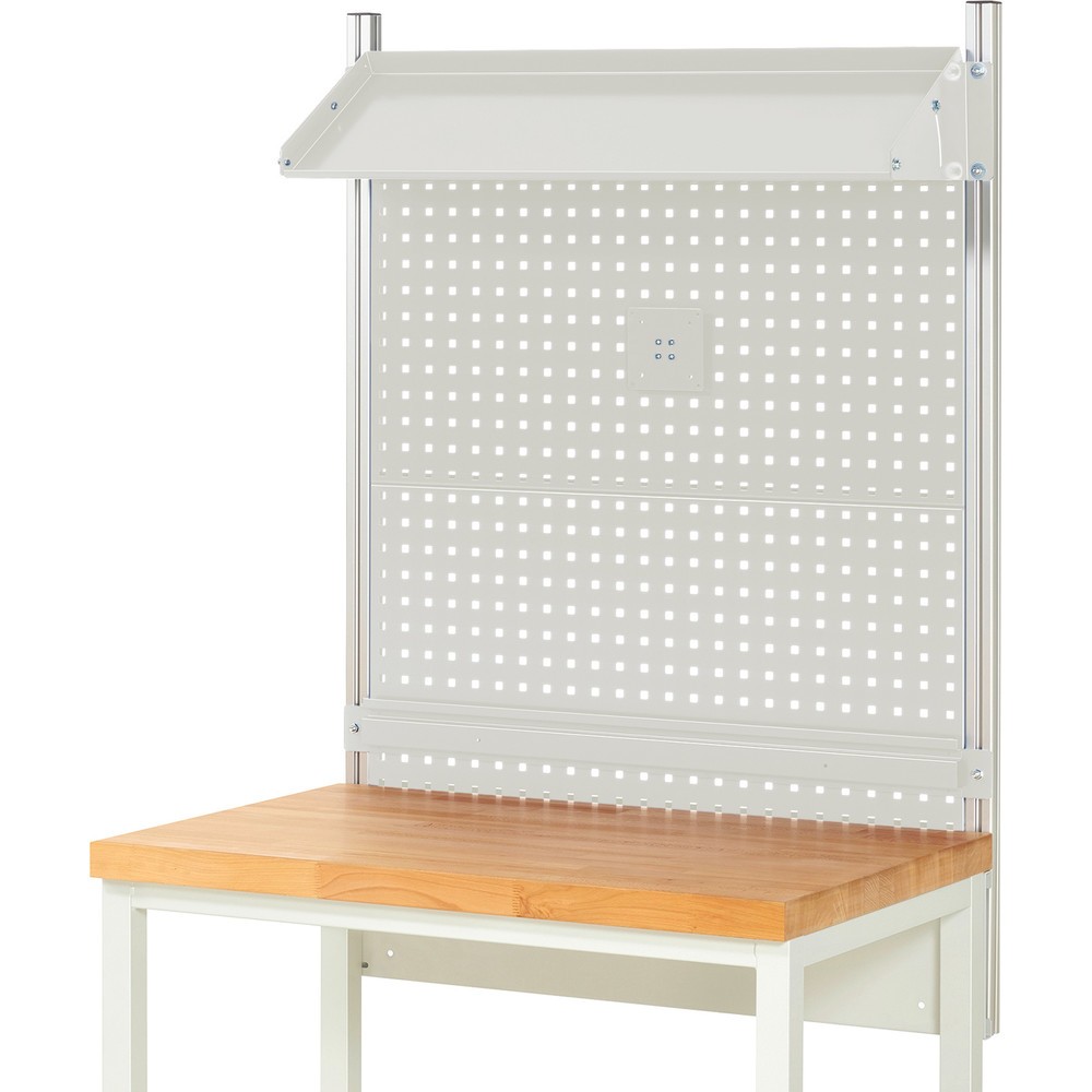 Productafbeelding nr. 2: RAU systeemopbouw, h x b x d 1.130 x 1.000 x 350 mm, met 1 kantelbaar metalen legbord, 1 draagrail en 1 flatscreenhouder, complete set 02 voor productbreedte 1.000 mm