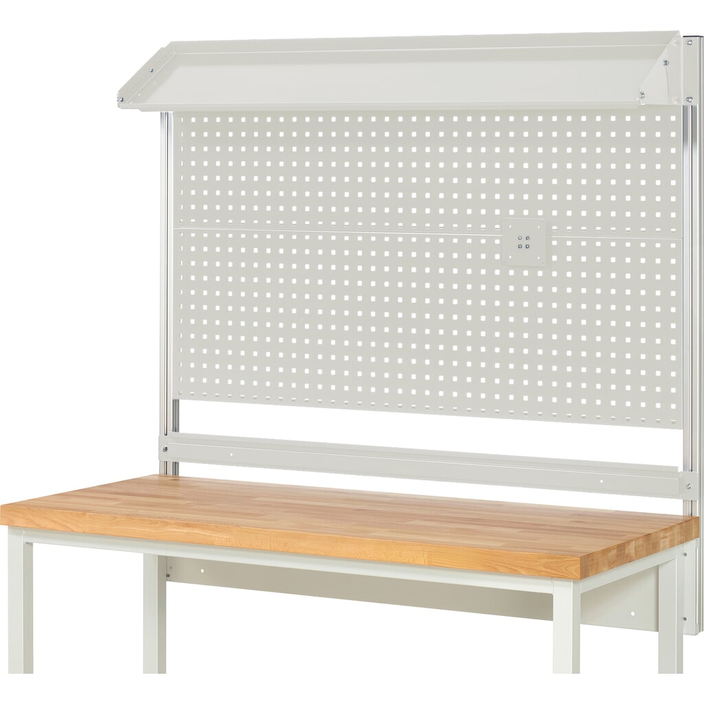 Productafbeelding nr. 2: Werkbankopbouw RAU, hxbxd 1.130 x 1.500 x 350 mm, met 1 kantelbaar metalen legbord, 1 draagrail en 1 flatscreenhouder, complete set 02 voor productbreedte 1.500 mm