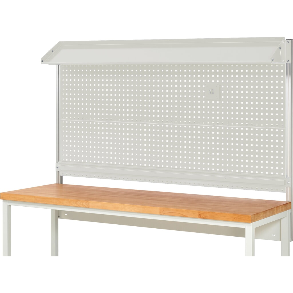 Productafbeelding nr. 2: Werkbankopbouw RAU, hxbxd 1.130 x 2.000 x 350 mm, met 1 kantelbaar metalen legbord, 1 draagrail en 1 flatscreenhouder, complete set 02 voor productbreedte 2.000 mm
