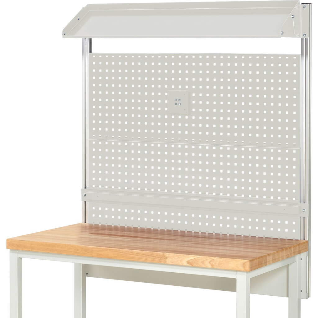 Werkbankopbouw RAU, hxbxd 1.130 x 1.250 x 350 mm, met 1 kantelbaar metalen legbord, 1 draagrail en 1 flatscreenhouder, complete set 02 voor productbreedte 1.250 mm Productafbeelding nr. 2: Werkbankopbouw RAU, hxbxd 1.130 x 1.250 x 350 mm, met 1 kantelbaar metalen legbord, 1 draagrail en 1 flatscreenhouder, complete set 02 voor productbreedte 1.250 mm