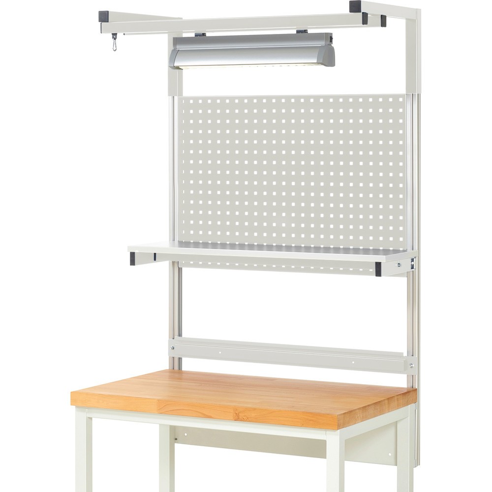 Productafbeelding nr. 2: RAU systeemopbouw, h x b x d 1.380 x 1.000 x 350 mm, met 1 legbord, 1 draagrail, 1 paar draagarmen en 1 lamp, complete set 04 voor productbreedte 1.000 mm