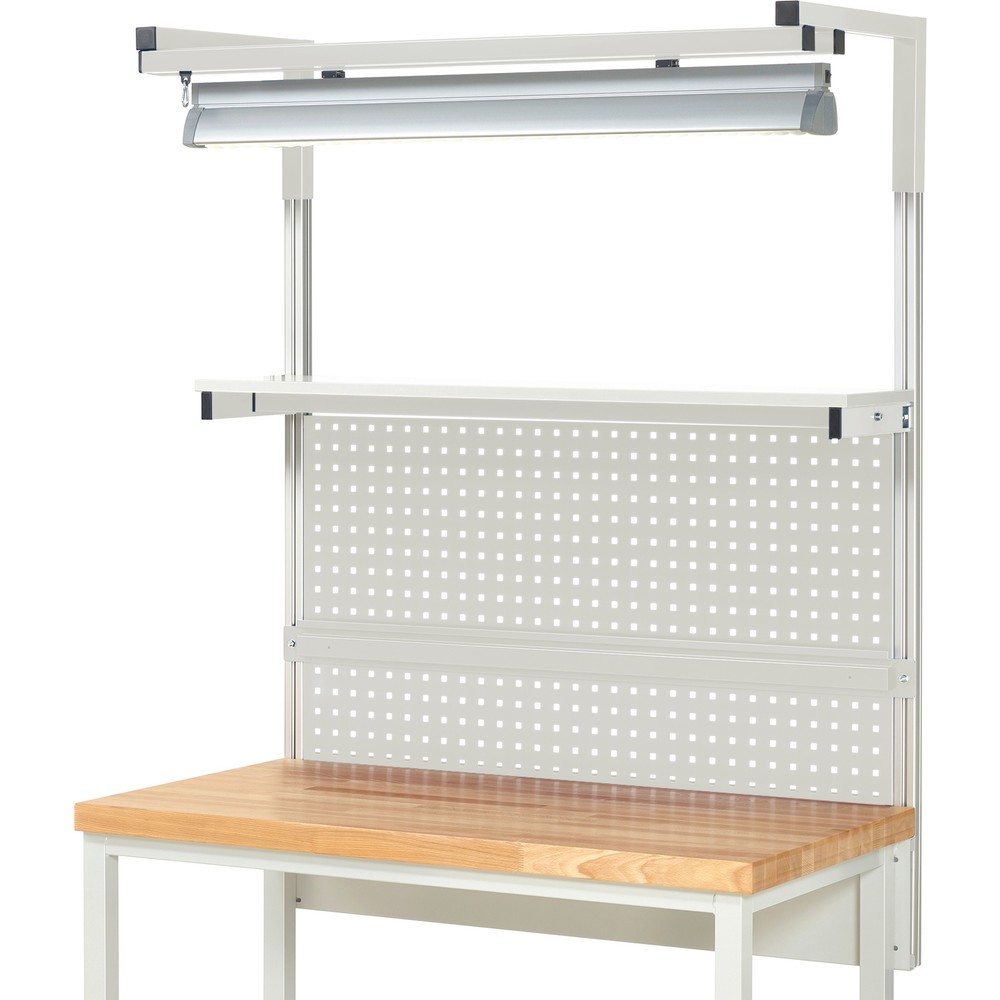 Productafbeelding nr. 2: RAU systeemopbouw, h x b x d 1.380 x 1.250 x 350 mm, met 1 legbord, 1 draagrail, 1 paar draagarmen en 1 lamp, complete set 04 voor productbreedte 1.250 mm