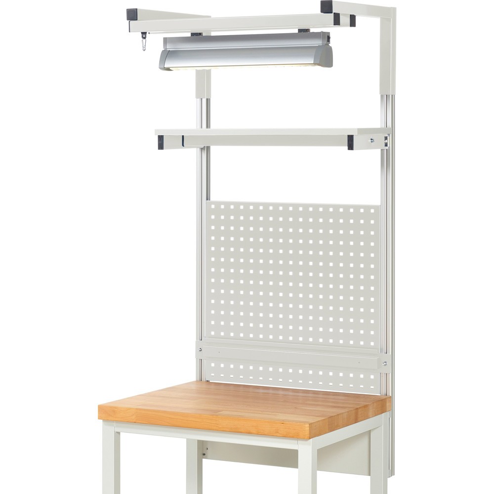 Productafbeelding nr. 2: RAU systeemopbouw, h x b x d 1.380 x 750 x 350 mm, met 1 legbord, 1 draagrail, 1 paar draagarmen en 1 lamp, complete set 04 voor productbreedte 750 mm