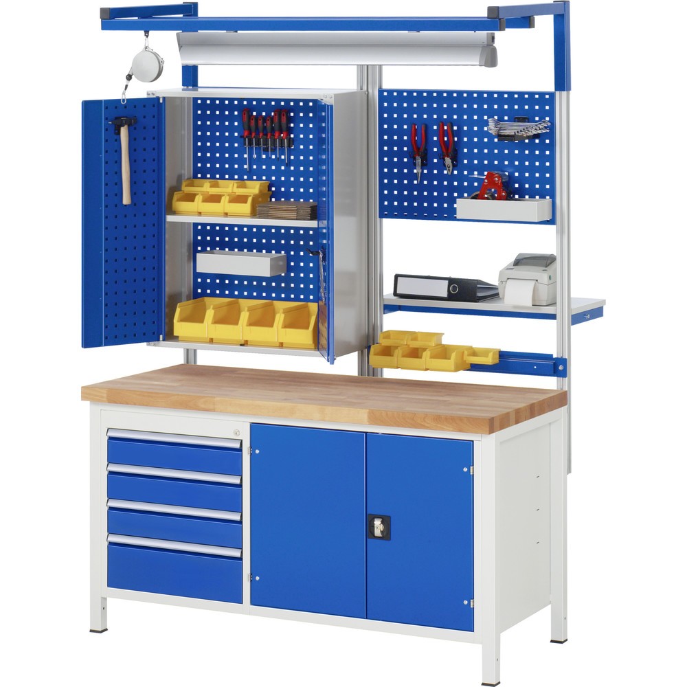 Productafbeelding nr. 4: Werkbank RAU serie 8000, 1 dubbele kast, 1 legbord, 1 dubbele draaideur, hxbxd 840 x 1.500 x 700 mm, 3 x voor 90% uittrekbare lades