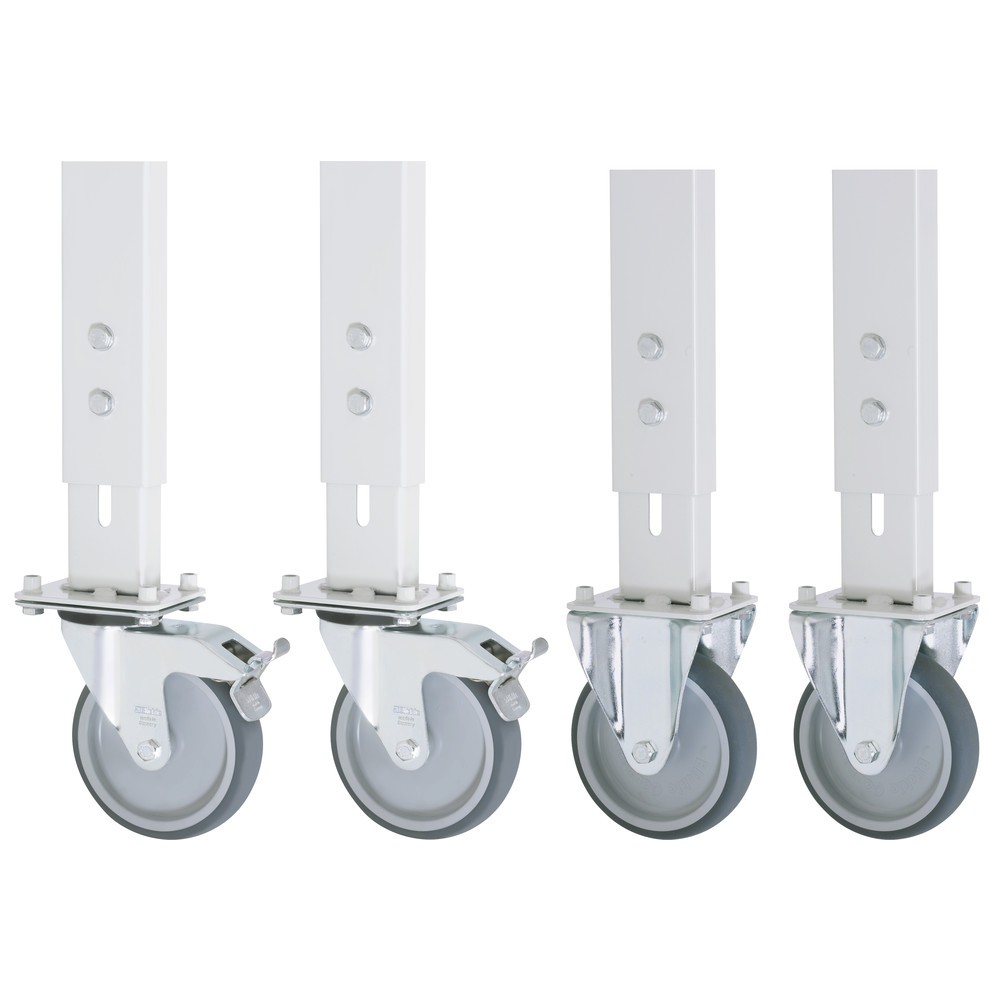 Product afbeelding: RAU wielset voor werktafel serie TOM, h x b x d 150 x 125 x 30 mm, 2 bok- en 2 zwenkwielen met parkeerremmen