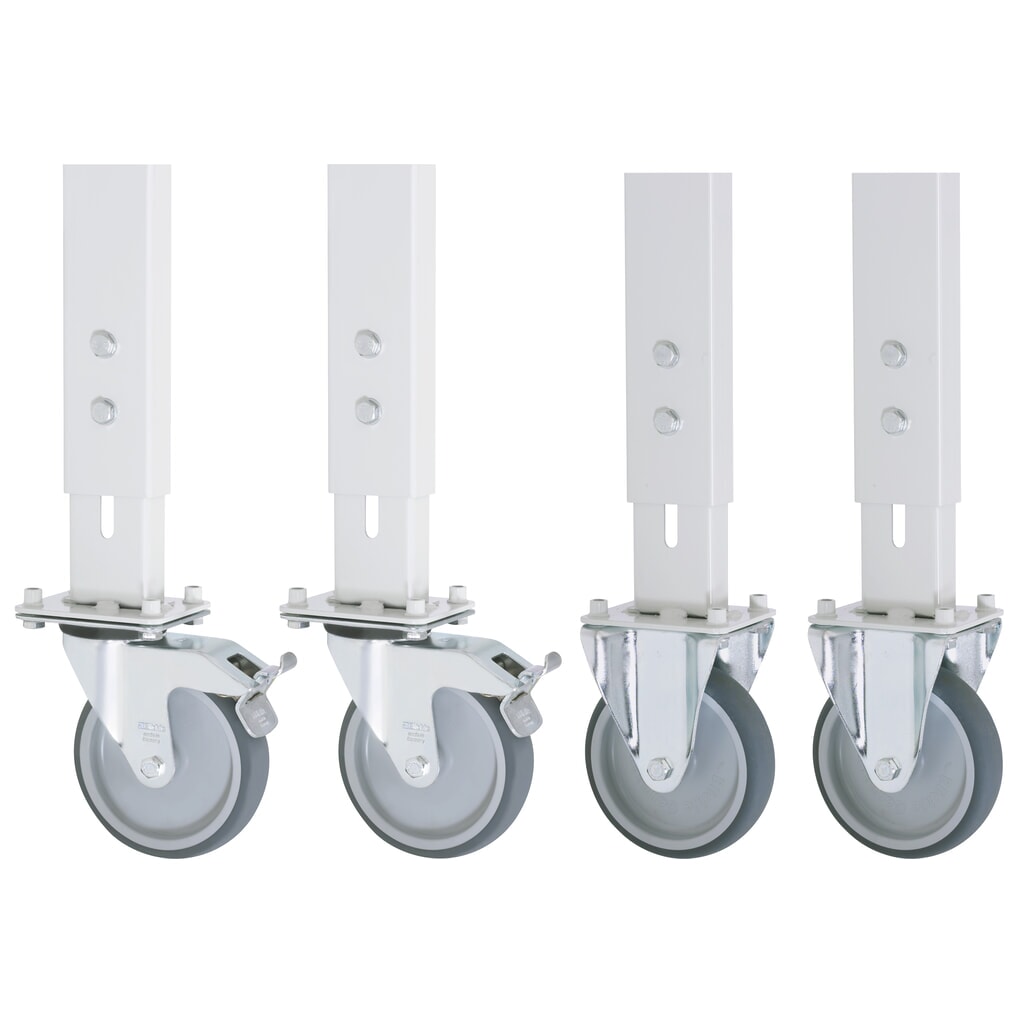 Product afbeelding: RAU wielset voor werktafel serie TOM, h x b x d 150 x 125 x 30 mm, 2 bok- en 2 zwenkwielen met parkeerremmen