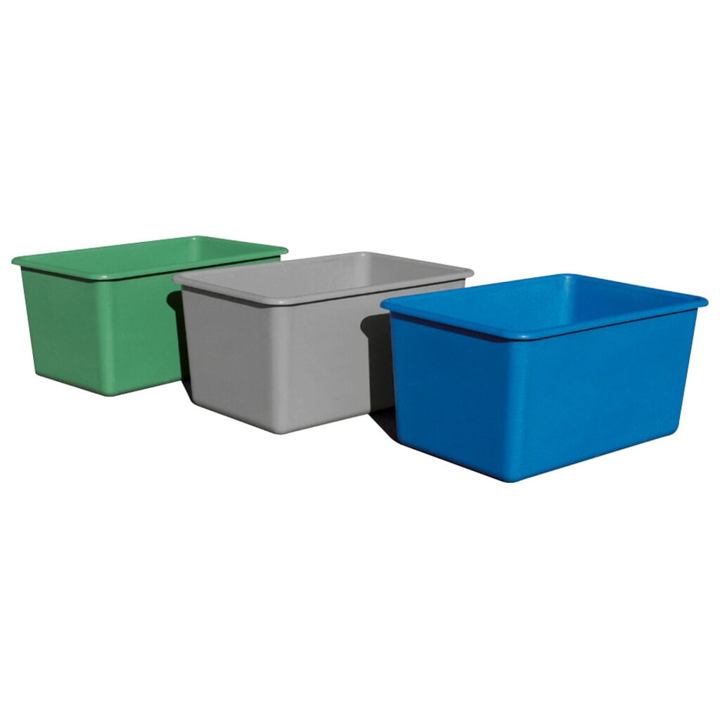 Rechthoekige bak CEMO van GVK, 200 liter, hoogte 600 mm, blauw Product afbeelding: Rechthoekige bak CEMO van GVK, 200 liter, hoogte 600 mm, blauw