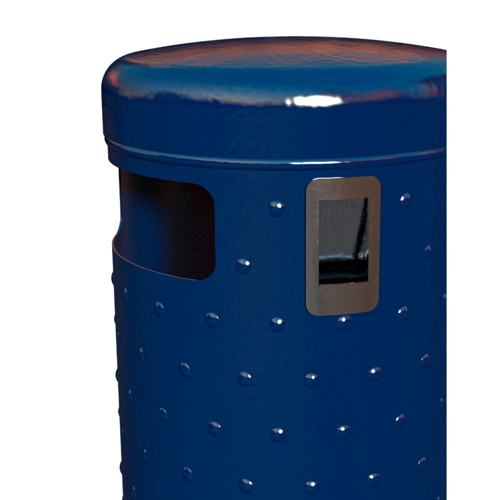 Productafbeelding nr. 2: Afvalbak RENNER met lediging via de bodem en chromen asbak type 7022, rond, 50 liter, noppenplaat design, mosgroen