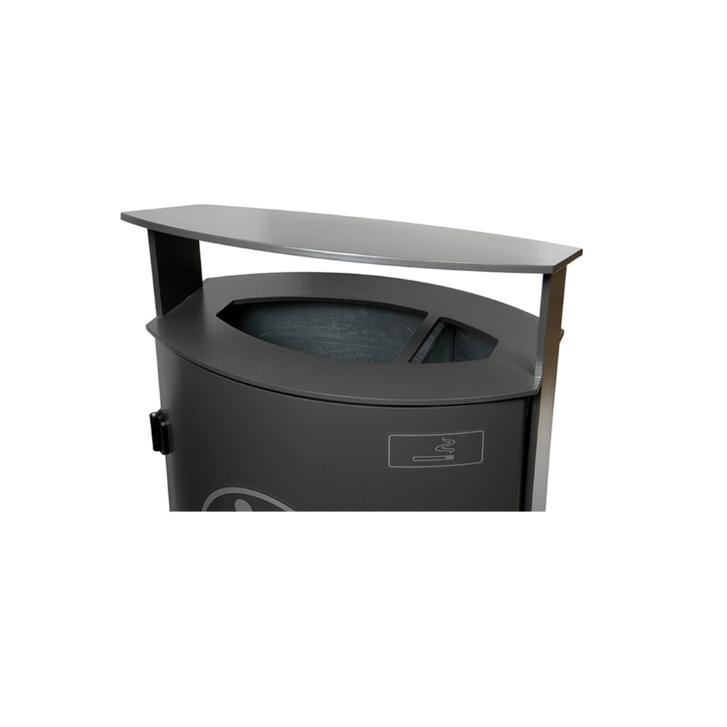 Afvalbak RENNER met schuine kap en asbak type 7092, 70 liter, kobaltblauw Productafbeelding nr. 2: Afvalbak RENNER met schuine kap en asbak type 7092, 70 liter, kobaltblauw