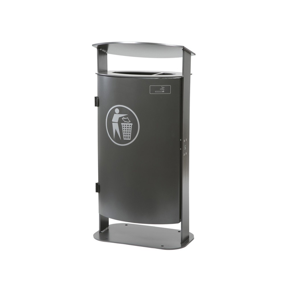 Product afbeelding: Afvalbak RENNER met schuine kap en asbak type 7092, 70 liter, mosgroen