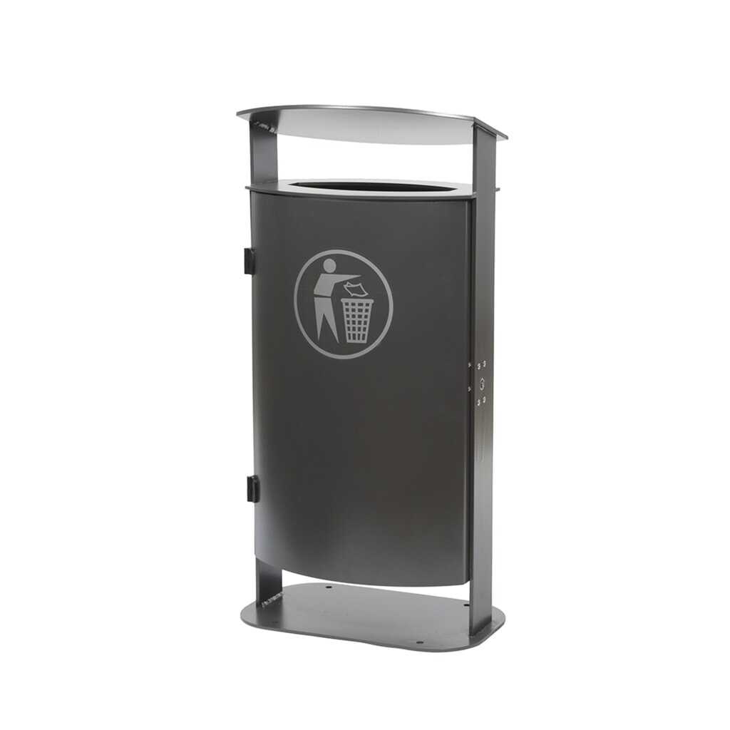 Product afbeelding: Afvalbak RENNER met schuine kap type 7092, 70 liter, mosgroen