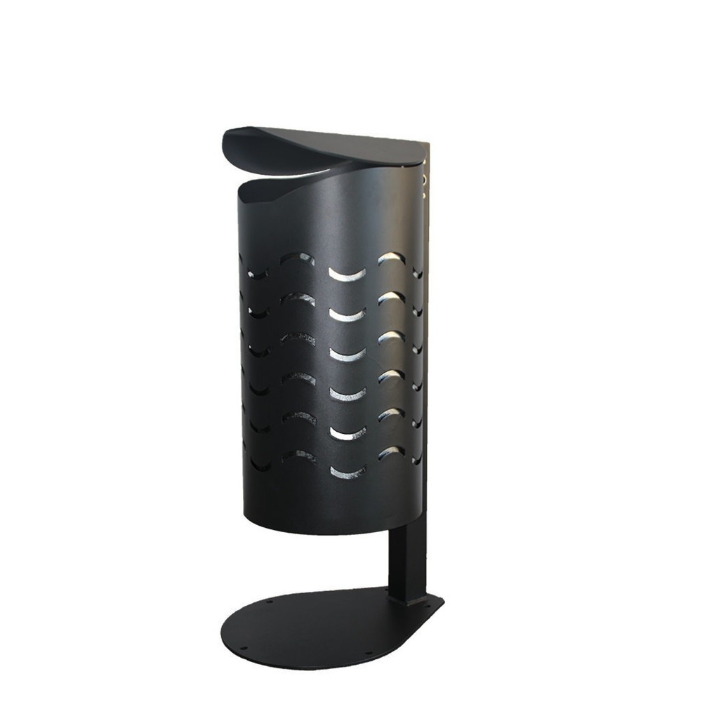 Productafbeelding nr. 1: Afvalbak met paal RENNER type 7077, 40 liter, om vast te schroeven (met bodemplaat), golvend design, mosgroen