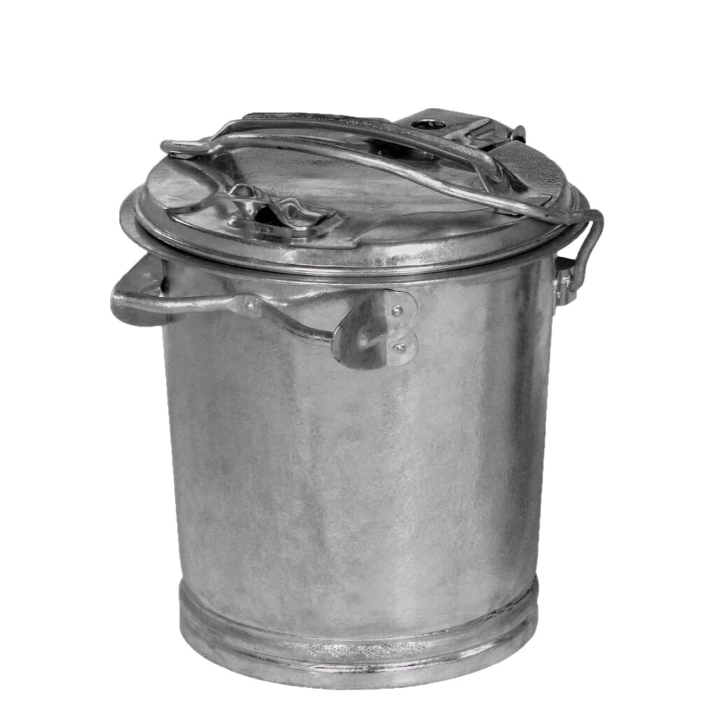 RENNER afvalbak van plaatstaal, met sluitbeugel, 25 liter Product afbeelding: RENNER afvalbak van plaatstaal, met sluitbeugel, 25 liter