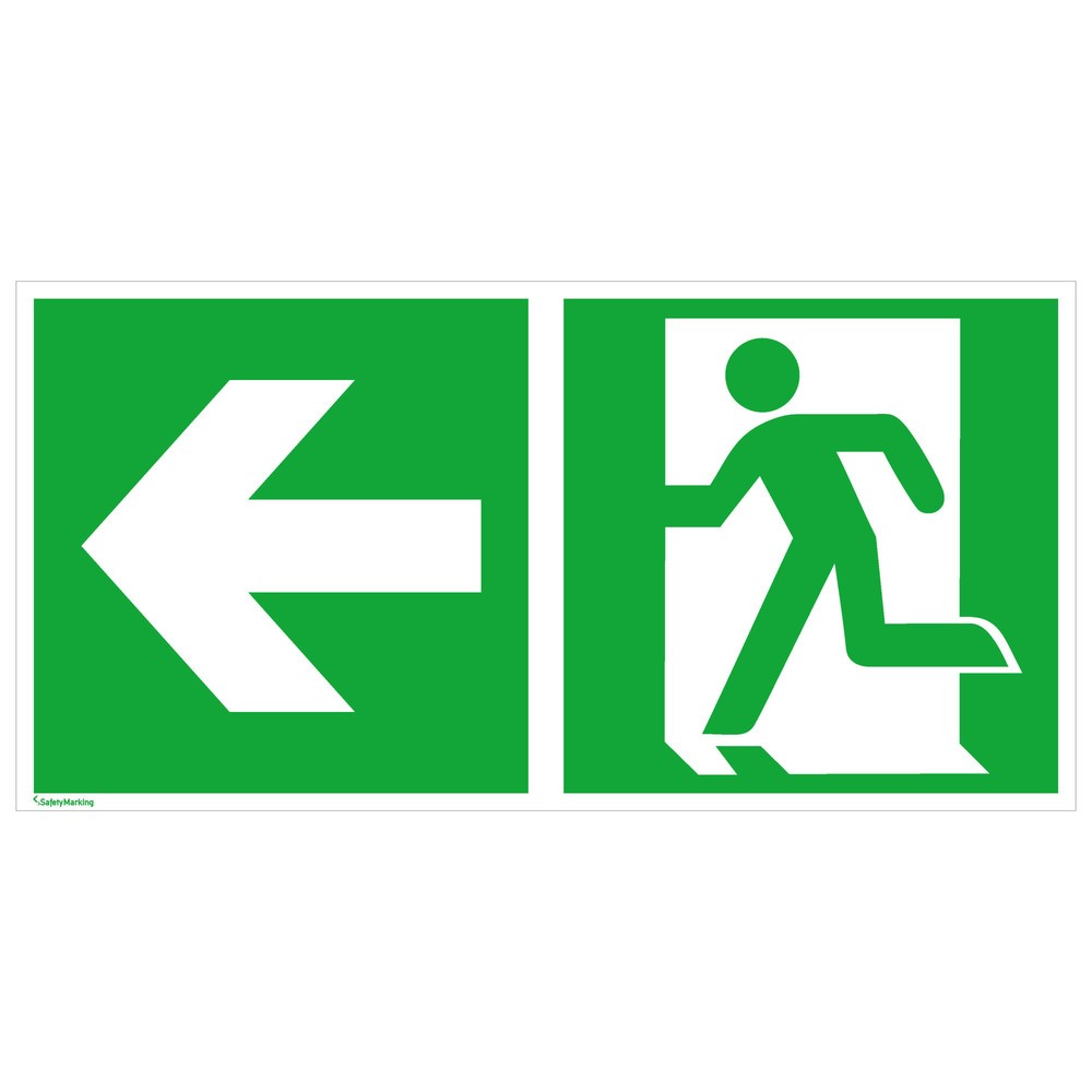 Reddingsbord – Nooduitgang links, pijl naar links