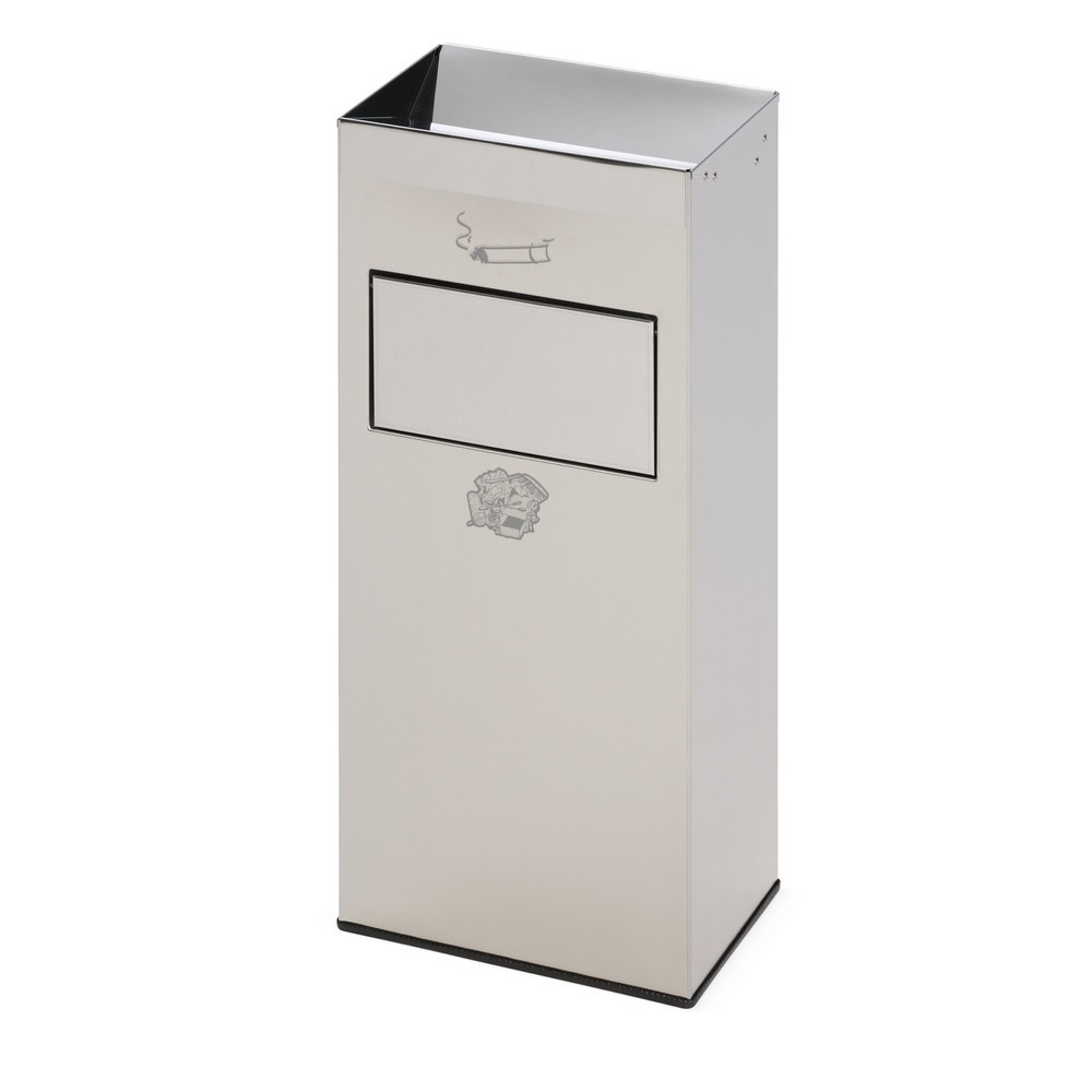 Product afbeelding: As-/afvalbakcombinatie VAR®, van roestvast staal, 21 liter, met inwerpklep
