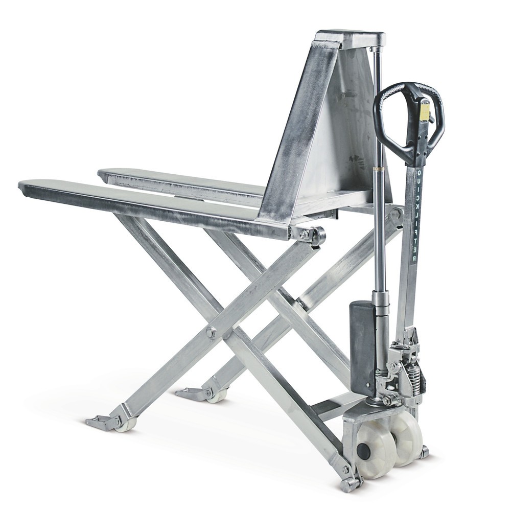 Product afbeelding: Roestvrijstalen schaarhefwagen BASIC PTM, draagvermogen 1.000 kg, vorklengte 1.150 mm