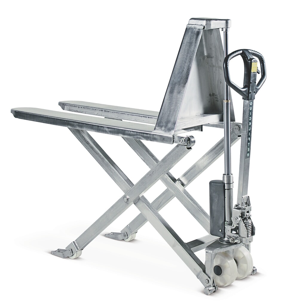 Product afbeelding: Roestvrijstalen schaarhefwagen, draagvermogen 1.000 kg, vorklengte 1.150 mm