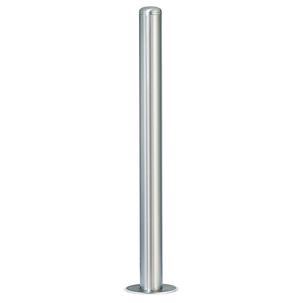 Product afbeelding: Roestvrijstalen afzetpaal, uitneembaar, ronde buis Ø 76 mm met ronde kop, brandweerdriehoek