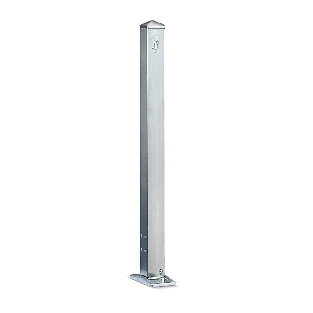 Product afbeelding: Roestvrijstalen afzetpaal, uitneembaar, vierkant 70 x 70 mm met gepunte kop, voor keilboutbevestiging