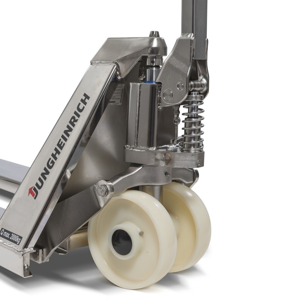 Productafbeelding nr. 3: Roestvrijstalen handpalletwagen Jungheinrich AM I20, draagvermogen 2.000 kg, speciale maat over de vorken 680 mm, vorklengte 970 mm, nylon