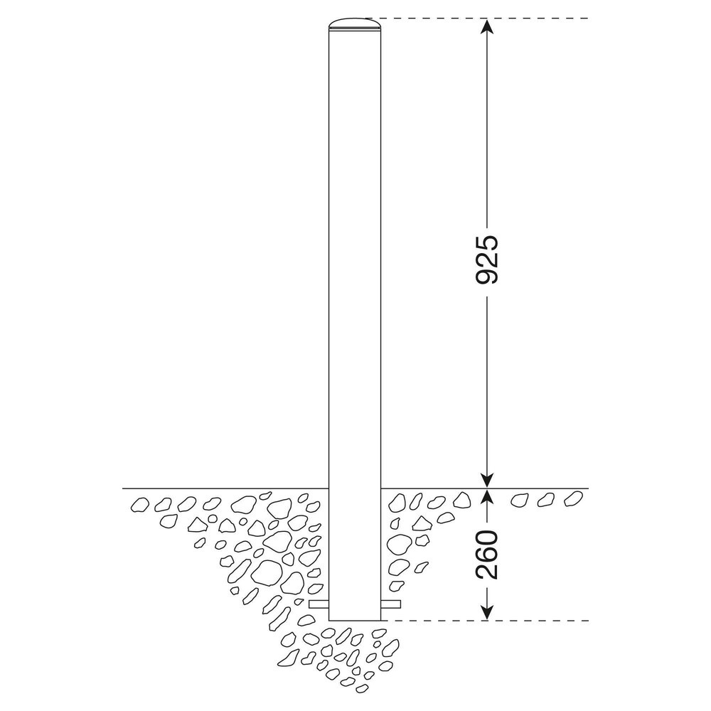 Productafbeelding nr. 2: Roestvrijstalen paal MORAVIA MILANO, voor verankering in beton, hxØ 925 (+260) x 60 mm